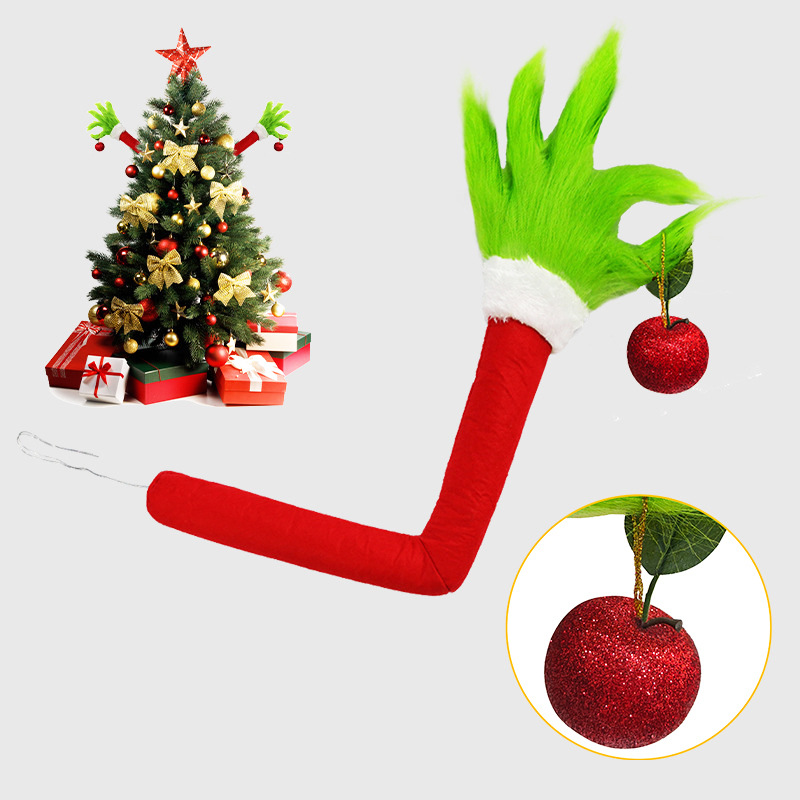 Christmas Decoration Grinch, Spot Green Fur Monster Arm Pendant, Doll Green Fur Monster Arm