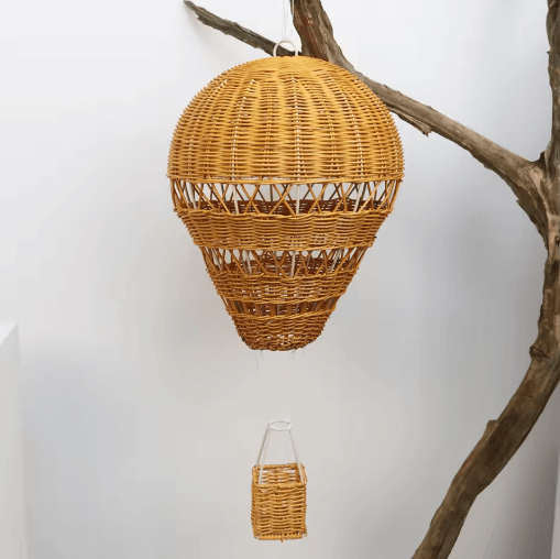 Handwoven Rattan Hot Air Balloon Decor Nursery Wall Hanging & Baby Photo Prop