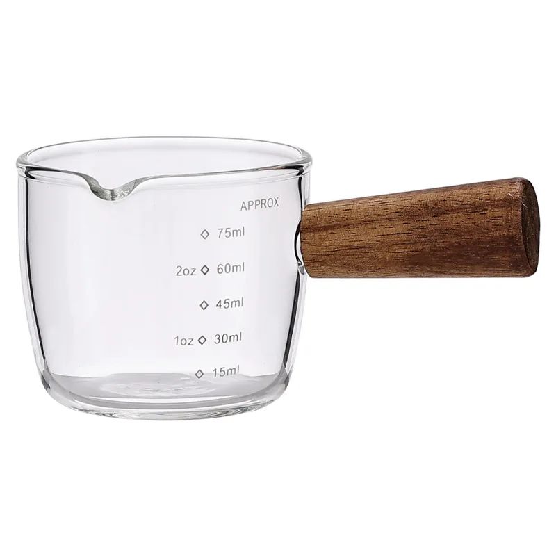 Italian Glass Espresso Cup Set with Measuring Marks Barista Shot Glass & Mini Milk Jug