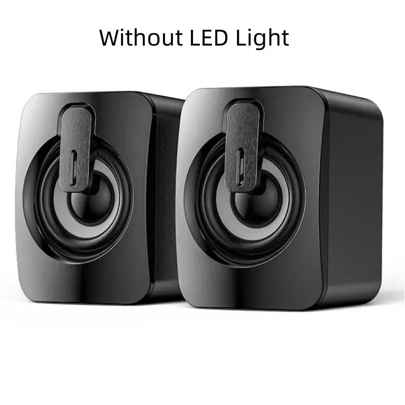USB Wired Computer Speakers with LED Light & Built-In Microphone