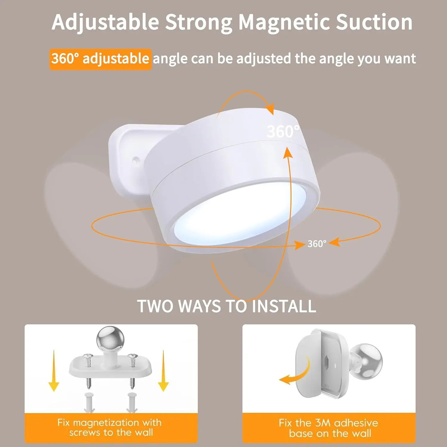 Rechargeable RGB LED Wall Lamp with Remote, Touch Control & Magnetic 360° Rotation Night Light