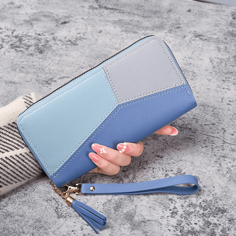 Large Capacity Womens Wallet with Phone Holder and Wrist Strap