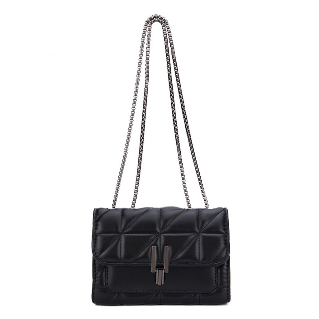 Elegant Black Mini Tartan Crossbody Bag with Adjustable Shoulder Strap