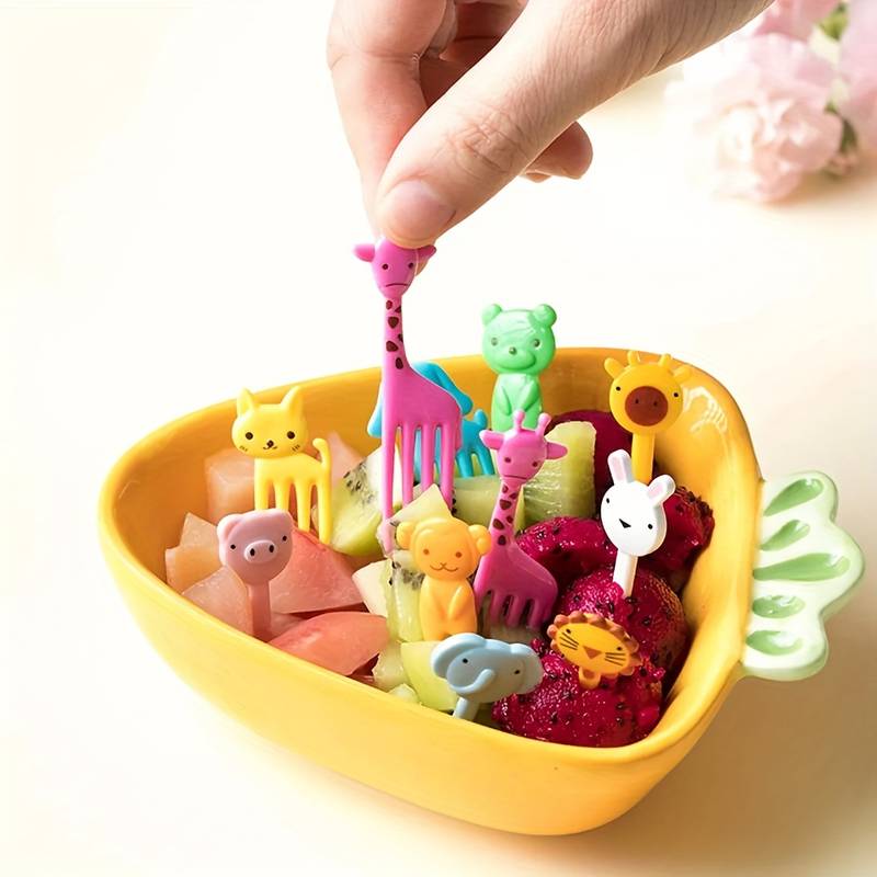 Mini Cartoon Animal Farm Fruit Fork – Fun Snack Cake Picks for Kids, Bento Lunch, Party Decor – Random