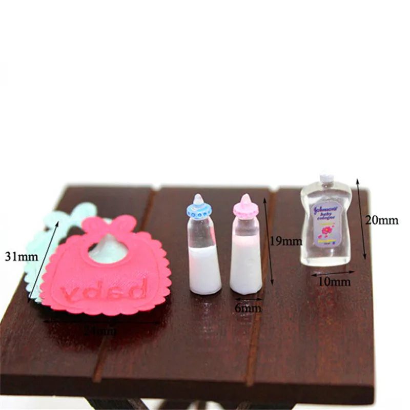 Mini 1 12 Dollhouse Baby Bottle Shampoo and Bibs Set