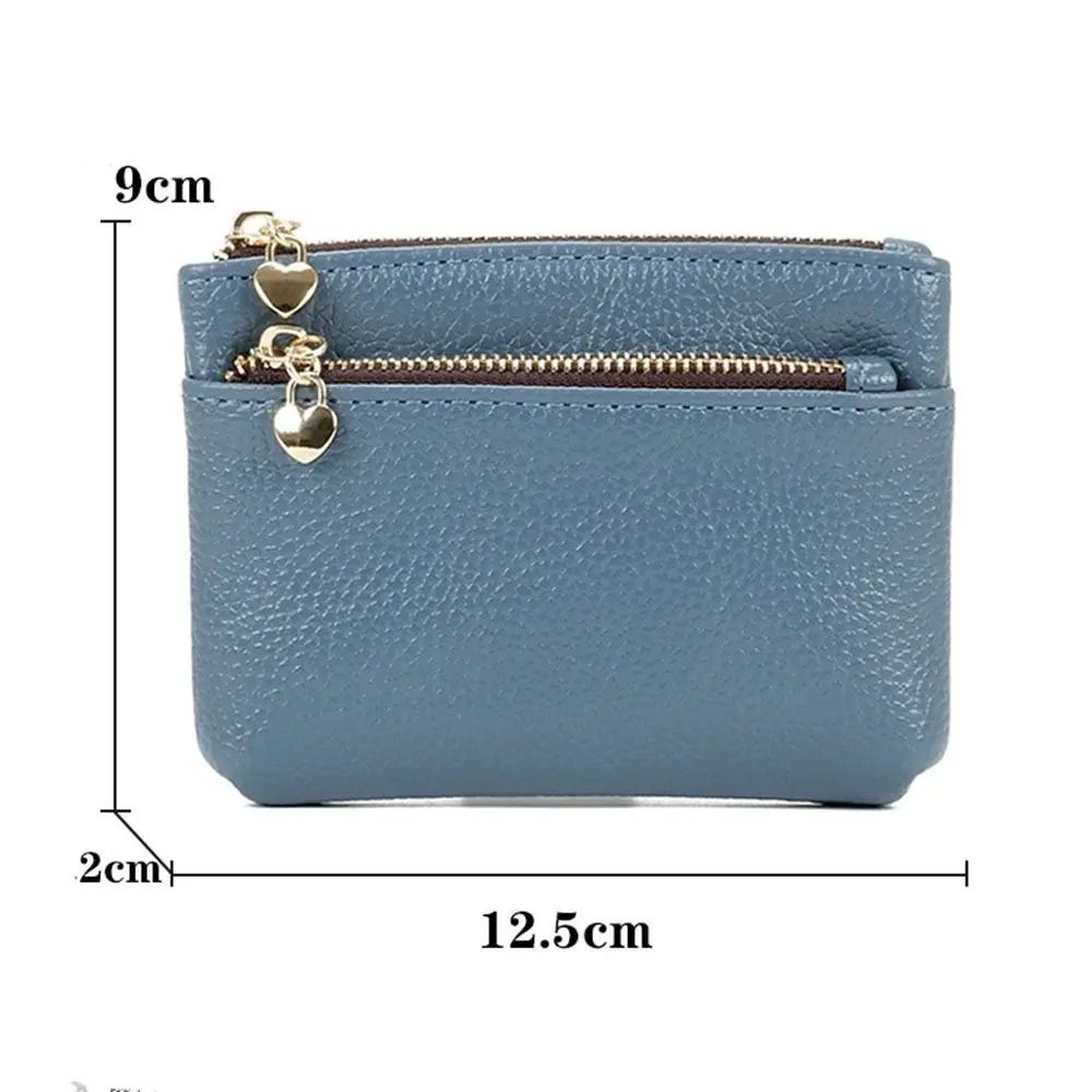 Double Zipper Heart Detail Mini Coin Purse