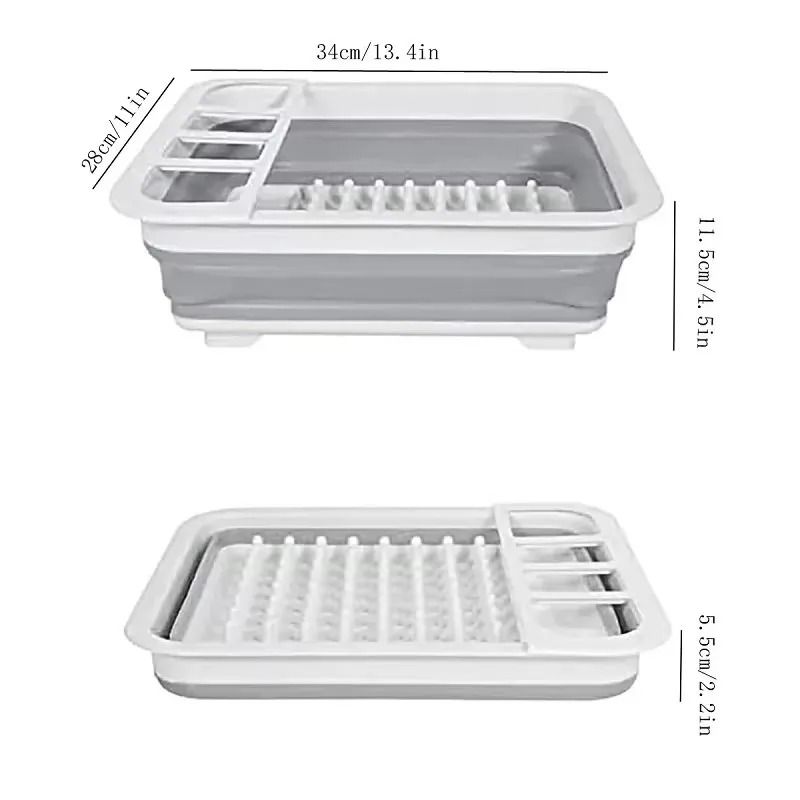 Foldable Dish Drying Rack Portable Kitchen Drain Tray Organizer