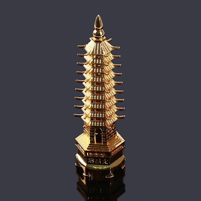 Wenchang Pagoda Feng Shui Tower Metal Statue for Office Desk Decor