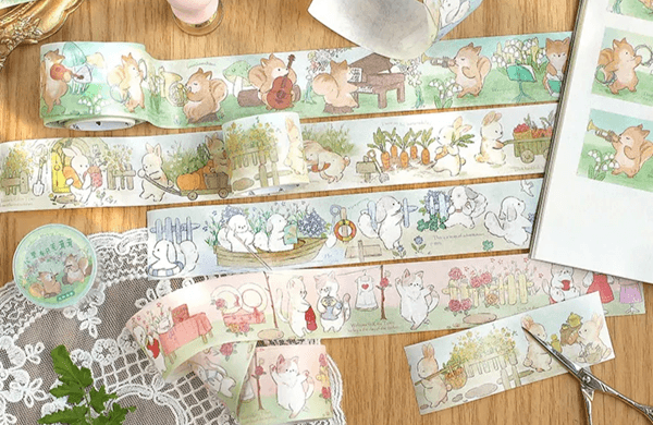 Kawaii Cartoon Animal Masking Tape for Scrapbooking Journals and Crafts