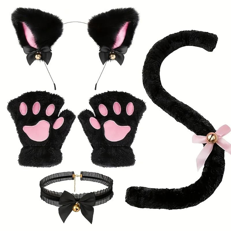 Adorable Cat Paw Gloves and Ear Headwear Set for Cute Winter Style