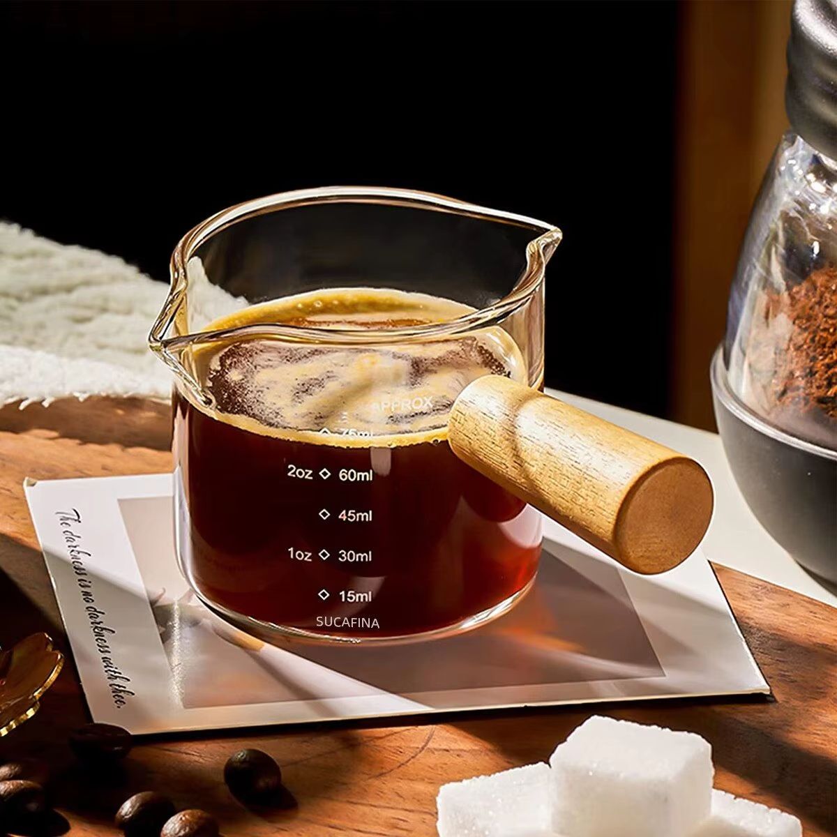 Premium 75ml Glass Espresso Measuring Cup – Double/Single Spout Milk Jug with Handle
