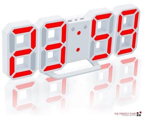 LED Big Wall Clock, USB Powered Digital Alarm, Snooze Function, Auto Brightness