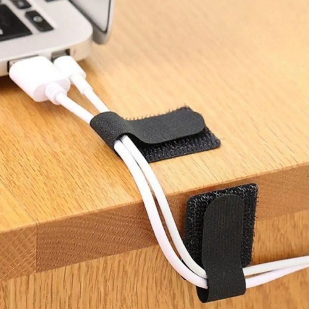 Self-Adhesive Reusable Cable Ties with Adjustable Cord Straps, Strong Sticky Wire Clips for Home & Office Management