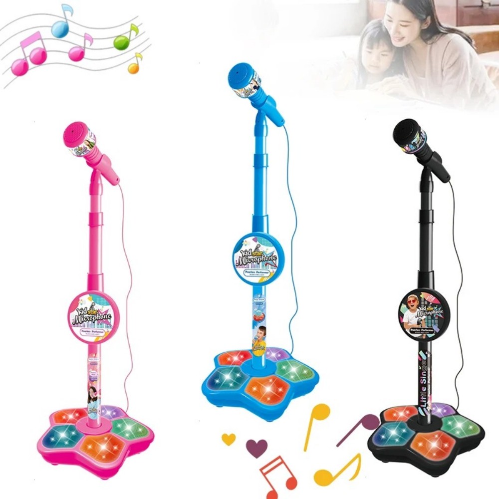 Kids Karaoke Microphone with Stand, Rocking-Roll Music Instrument, Educational Toy, Gift for Boys and Girls