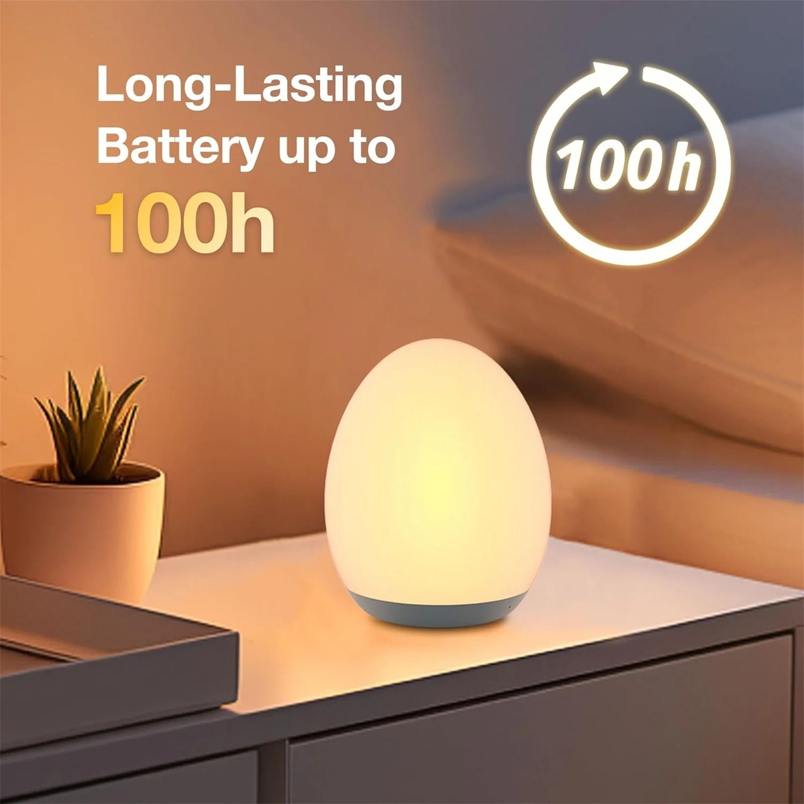 Rechargeable Egg-Shape RGB Pat Light – Eye Protection Night Lamp for Nursery & Outdoor Use