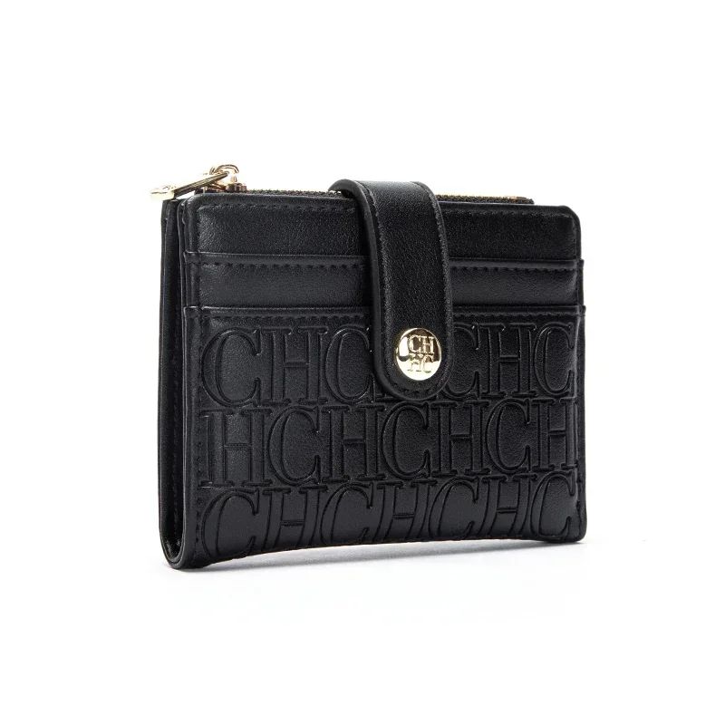 CH Compact PU Leather Card Holder Wallet for Women, Small Snap-Closure Wallet