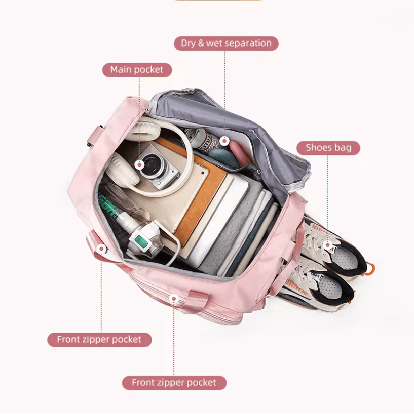 Dry Wet Compartment Weekender Gym Bag for Women