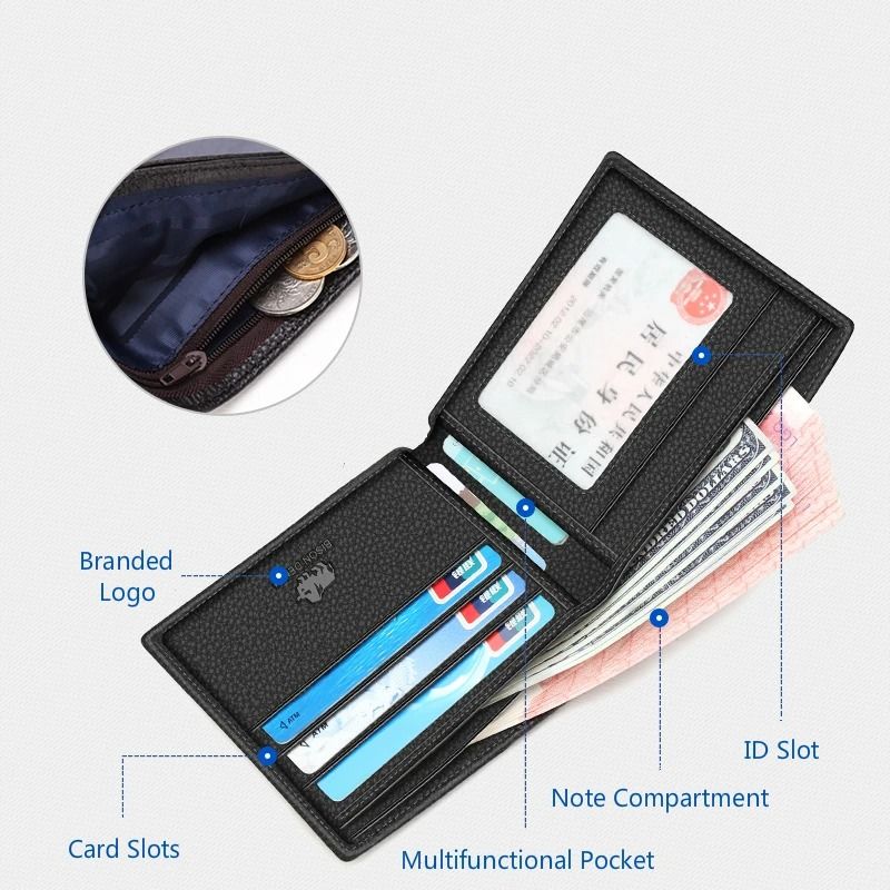 Genuine Leather RFID Wallet for Men with Coin Pocket and Card Holder