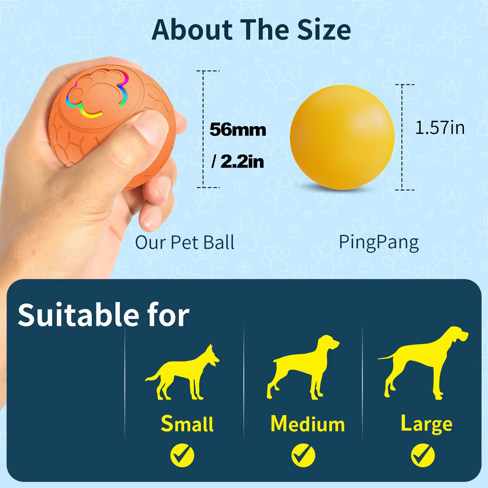USB Automatic Bouncing Smart Dog Toy Ball, Electronic Interactive Pet Toy Ball with Rolling Motion & RGB Lights