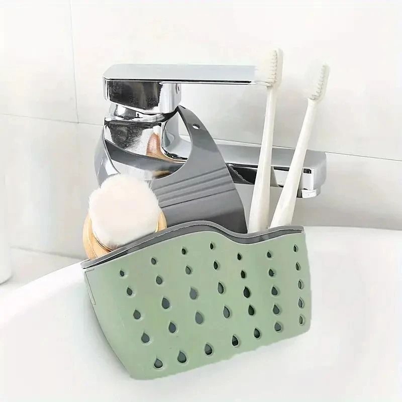 Adjustable Snap-On Sink Draining Bag – Double-Layer Kitchen Sponge Holder