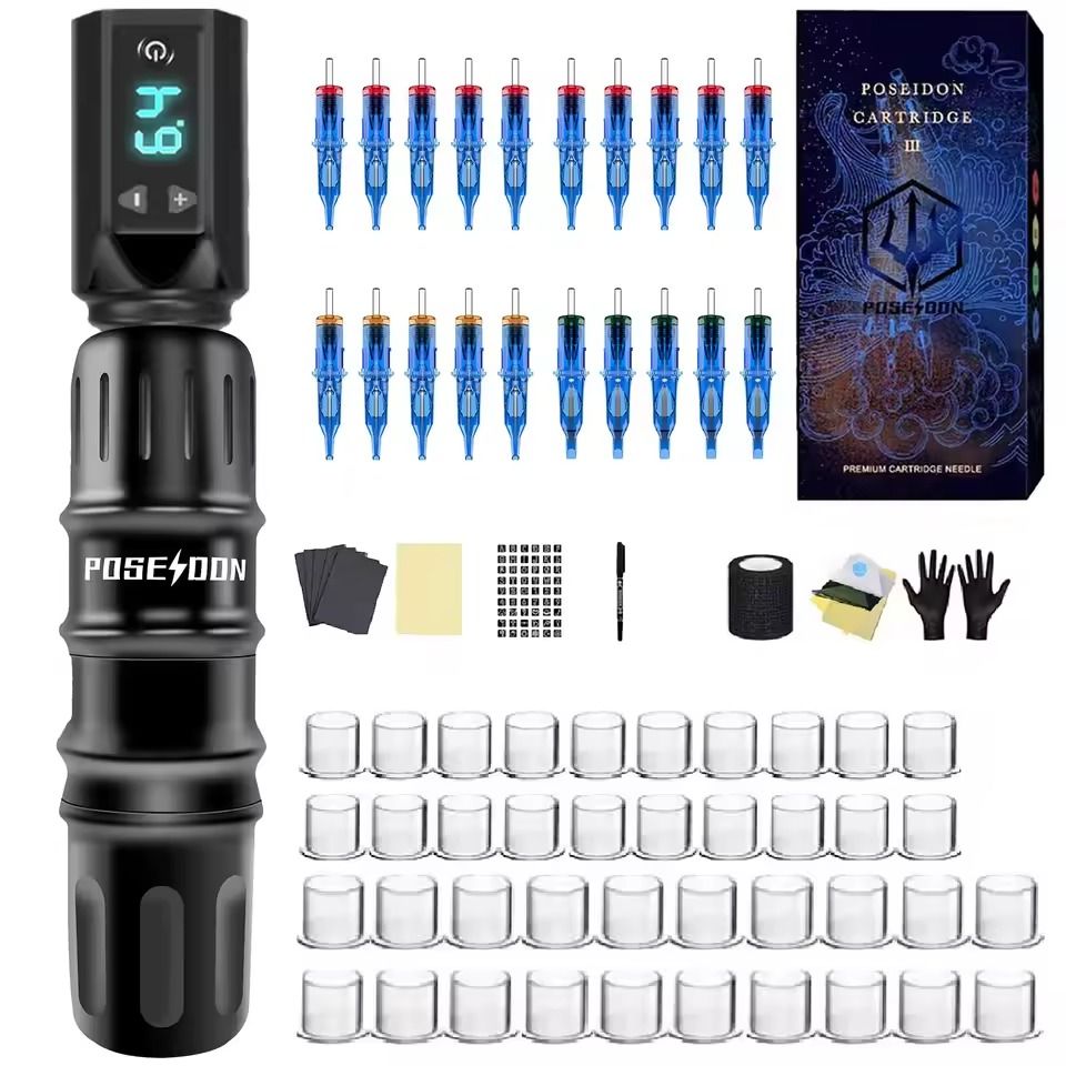 Poseidon High Power Wireless Tattoo Pen Kit for Permanent Makeup