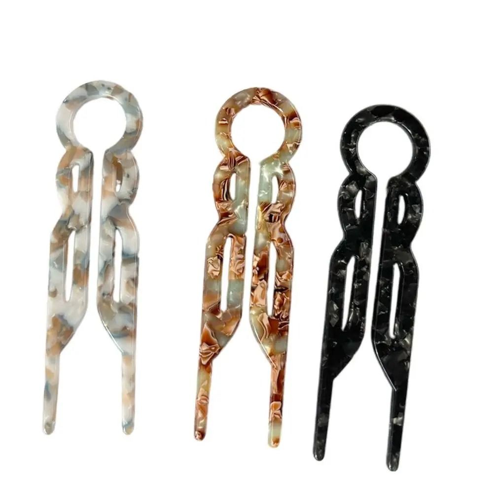 U-Shaped Acetate Hair Stick and Professional Bun Clip