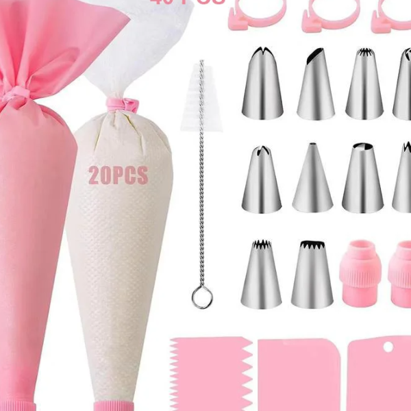 Stainless Steel Silicone Piping Tip Set, Cake Nozzles, Frosting Tools Spatula DIY Baking Accessory
