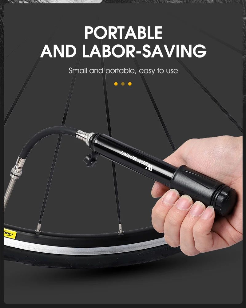 WEST BIKING Mini Bike Pump 100PSI Aluminum Alloy