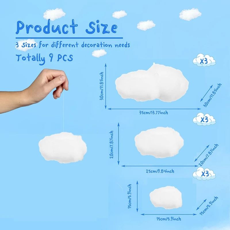 3D Cloud Ceiling Decor Set Fake Cloud Props for Kids Room Party and Event Decoration