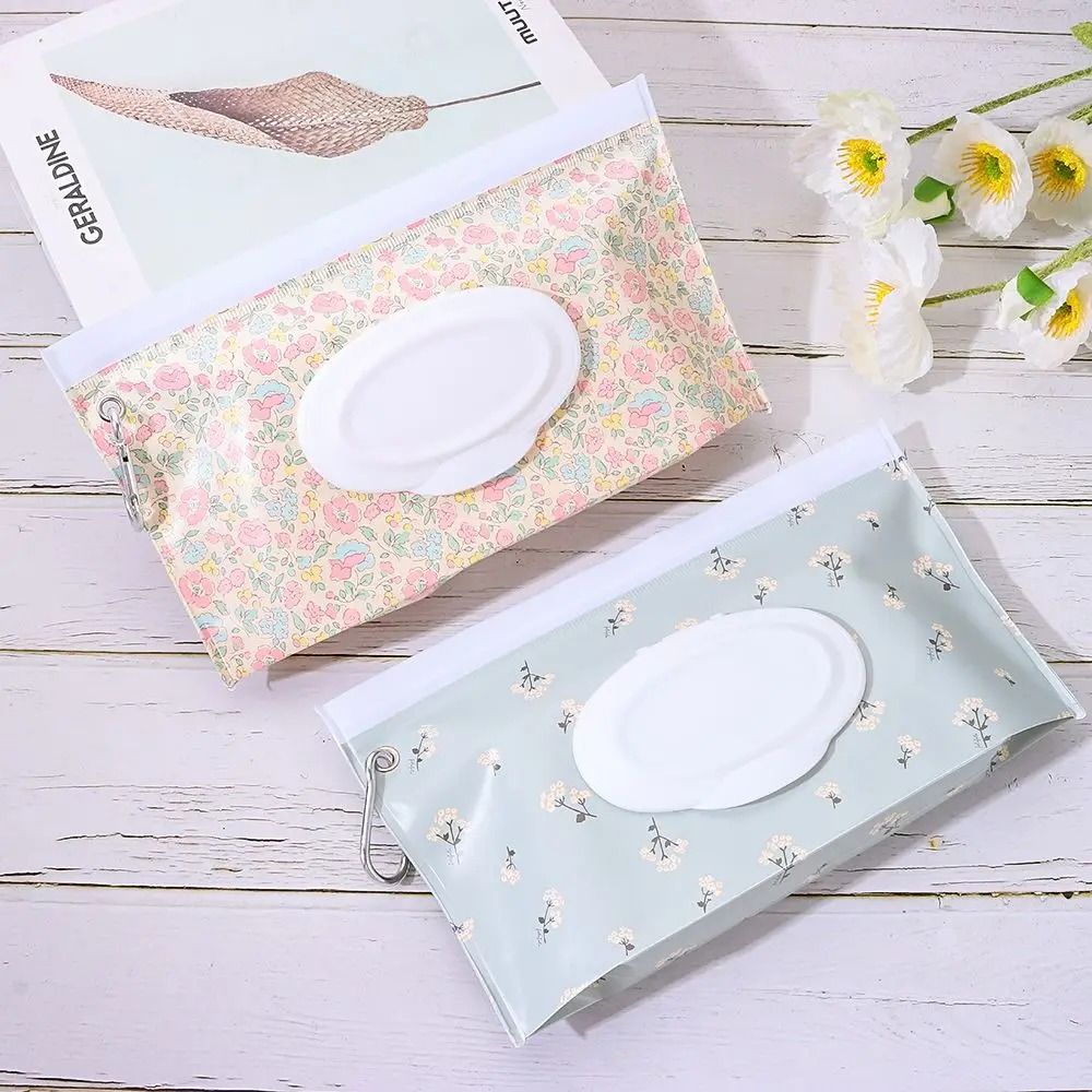 Portable Wet Wipe Pouch Refillable Wipes Holder Case With Flip Cover And Snap Strap