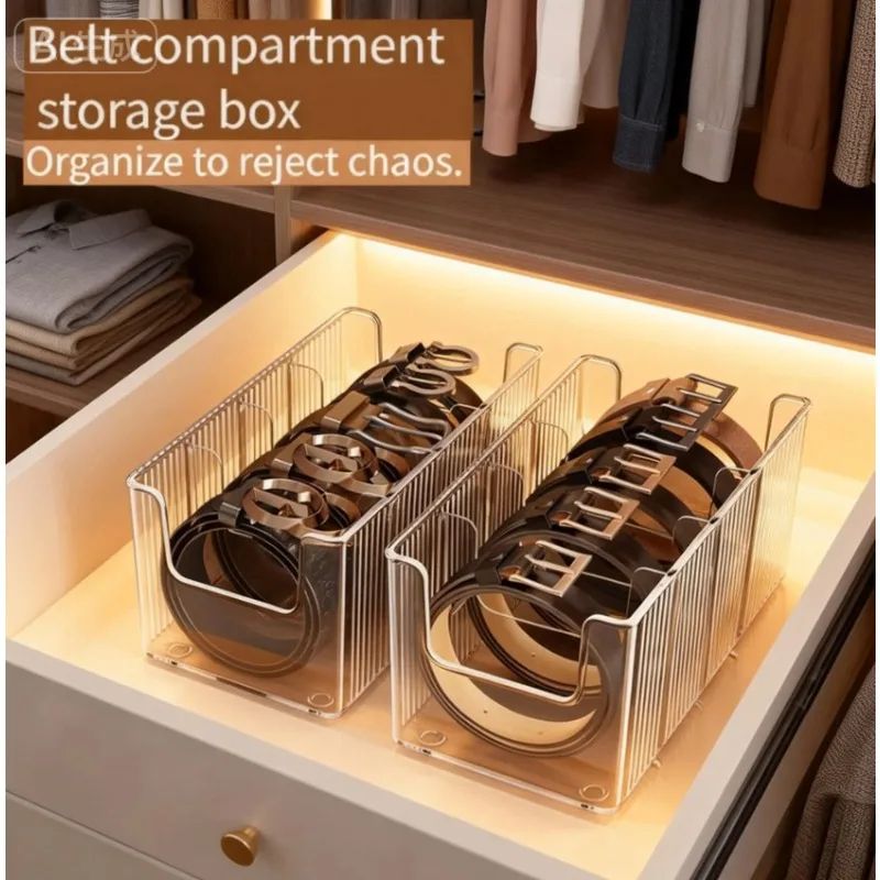 Transparent Belt and Tie Organizer Box