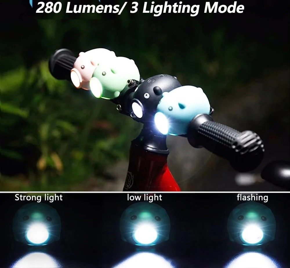 Rechargeable Cute Pig Bicycle Front Light Cartoon Bike Headlight