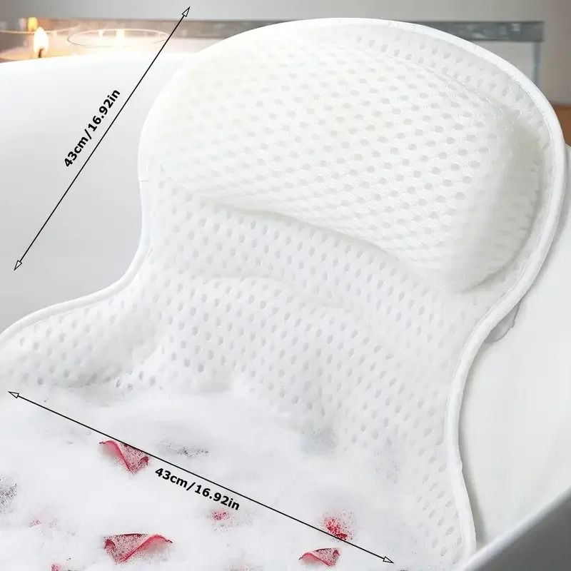 Bath Pillow Luxury 4D Mesh Tub Pillow for Neck Back and Head Support