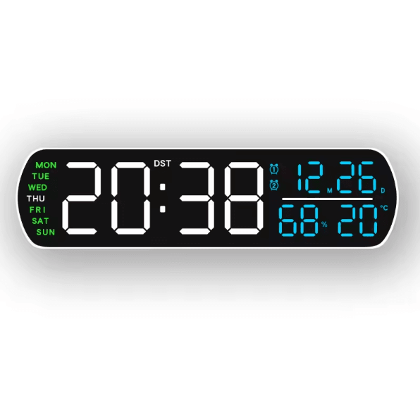 Multifunction LED Digital Alarm Clock – Auto-Dimmable Temperature & Humidity Desk Clock with Dual Alarm & Countdown Time