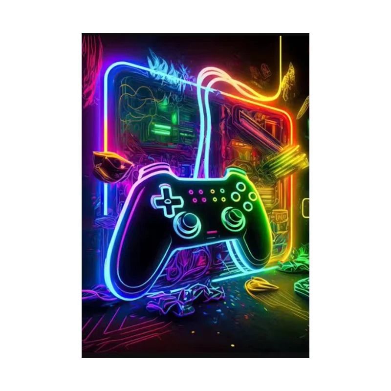 3-Piece Gaming Room Canvas Prints | Punk Style Gamepad Wall Art