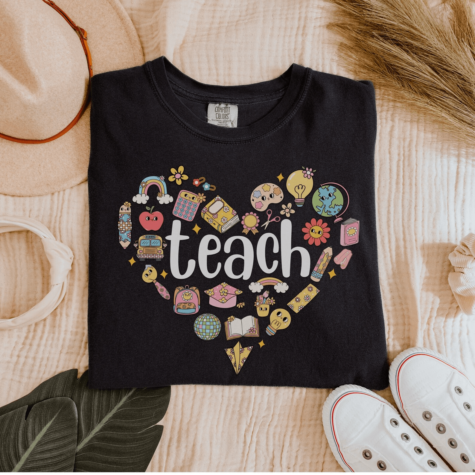 First Day of School Teacher Shirt Retro Back to School Teach Tee Cute Gift