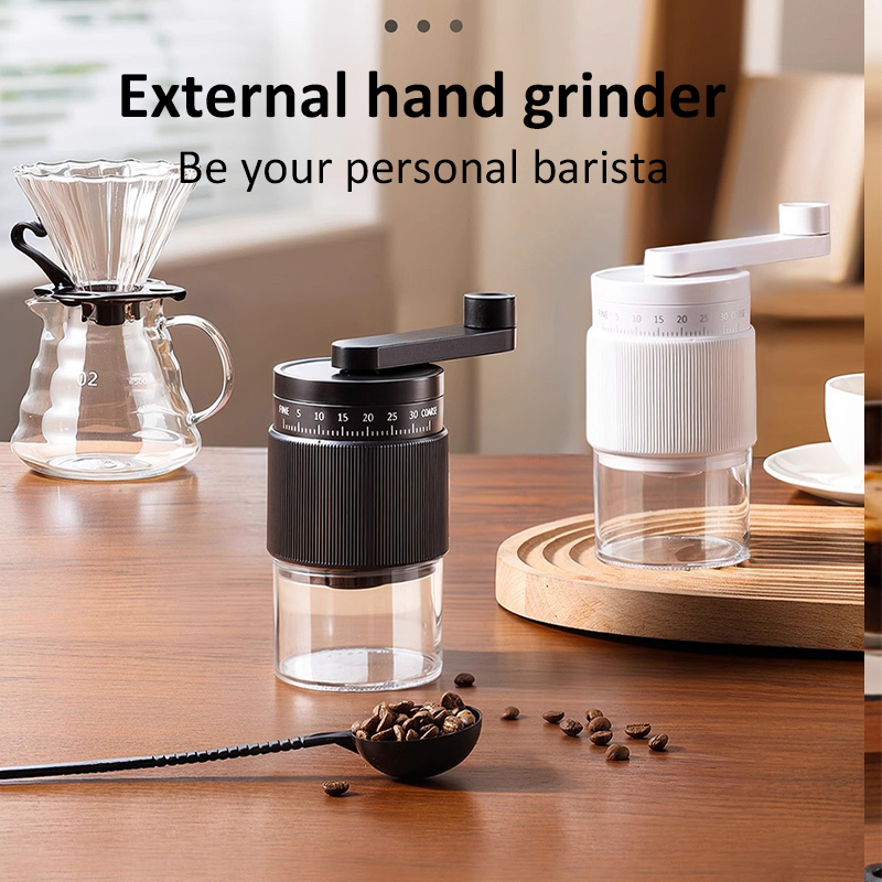 External Adjustable Coffee Bean Grinder, Gears Manual Burr Coffee Grinder, Professional Food-Grade Ceramic Grinder