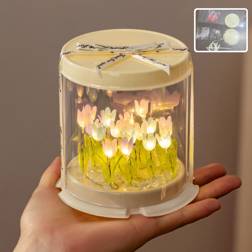 Handmade Unfinished Products Mini Tulip Night Lamp Cute DIY Tulip Night Light Small Night Light Birthday Gift