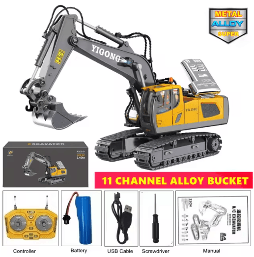 4WD RC Construction Vehicle Toy Remote Control Excavator Dump Truck Bulldozer Set