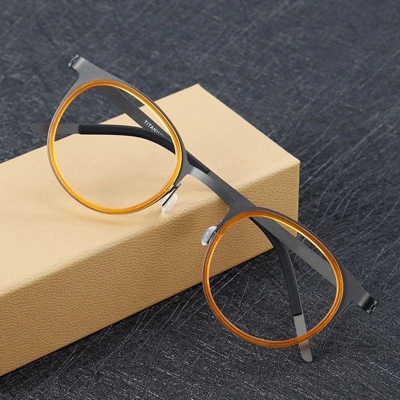 Pure Titanium Eyewear Frame Men Blue Light Blocking Screwless Design
