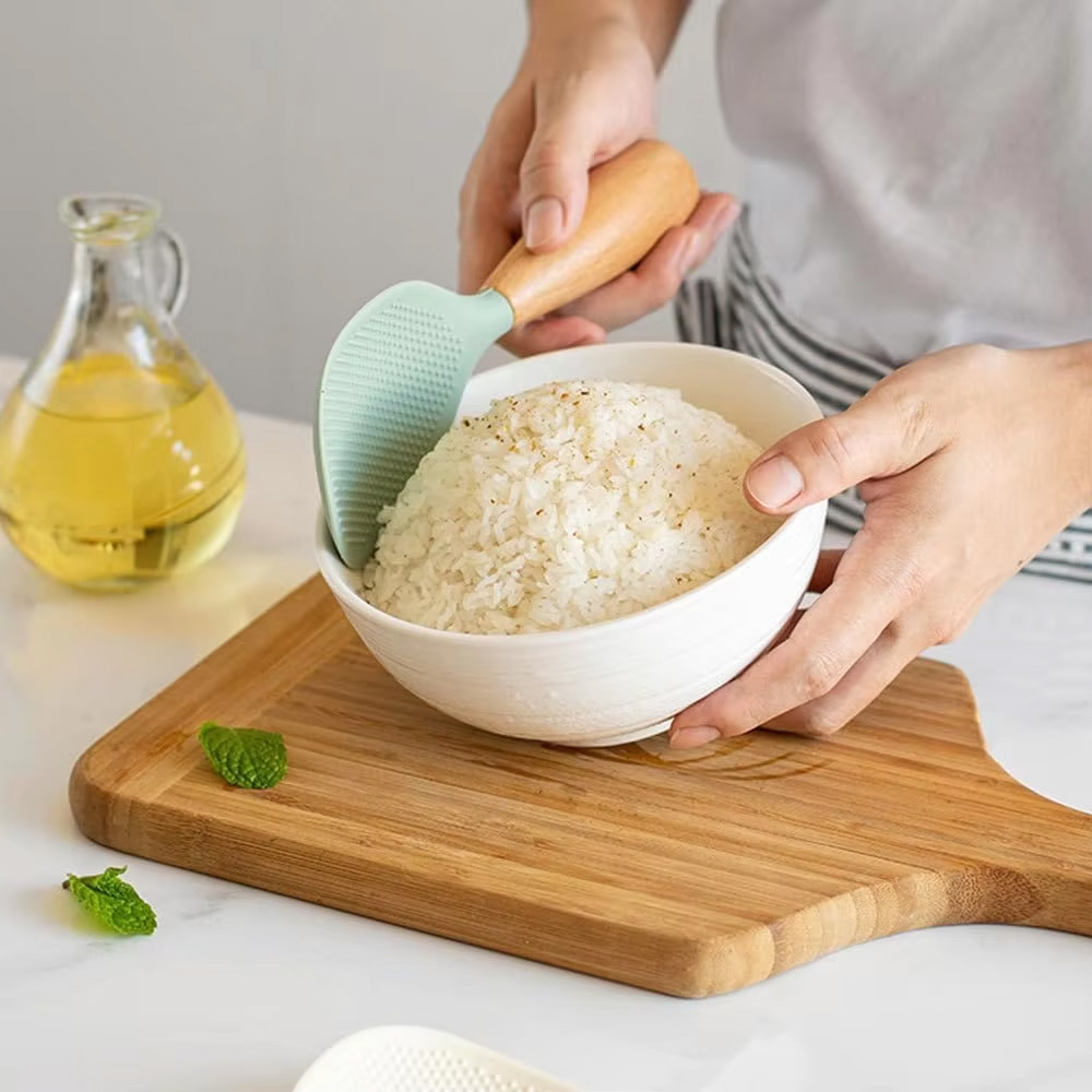 Silicone Rice Spoon, Heat-Resistant Silicone Spoon, Non Stick Cooking Spoon, Reusable Small Tool