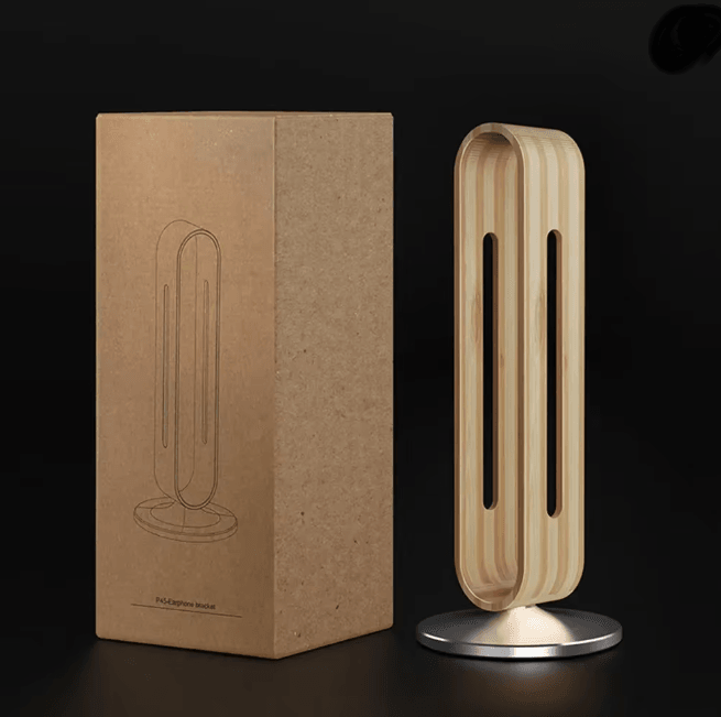 Bamboo Wood Aluminum Headphone Stand Gaming Headset Display Holder