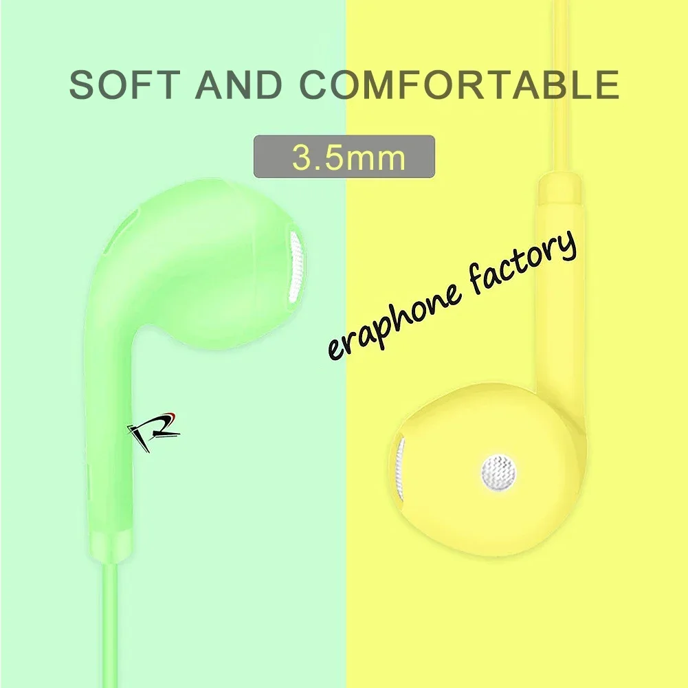 Macaron Wired In Ear Headphones with Microphone Noise Cancelling Colorful Earbuds