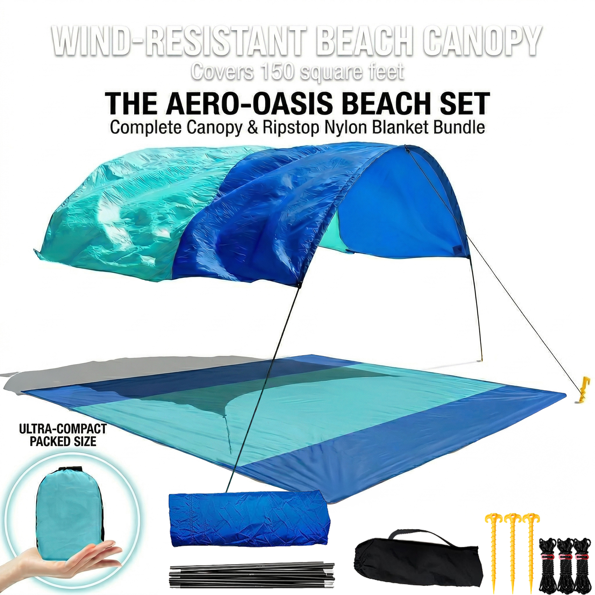 Wind Resistant Beach Shade Tent Sun Shelter Lightweight Canopy