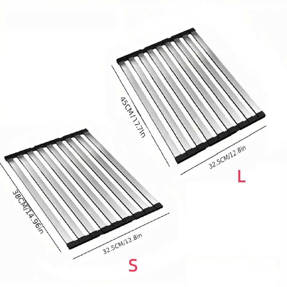 Premium 304 Stainless Steel Roll-Up Dish Drying Rack – Foldable & Retractable Sink Drainer