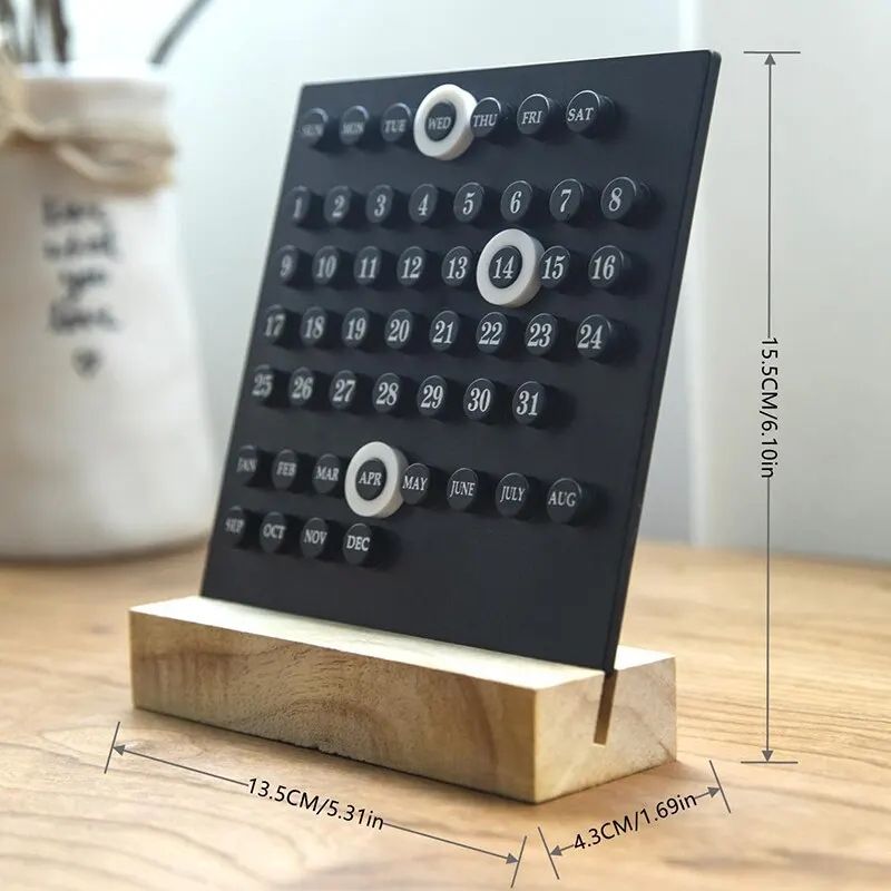 DIY Perpetual Desk Calendar Acrylic Blocks Wooden Base