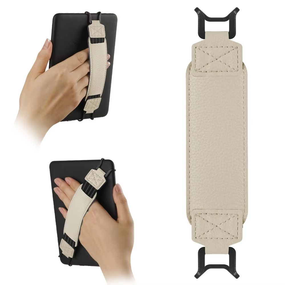 Universal Leather Tablet Hand Strap With Anti-Slip Finger Grip Holder