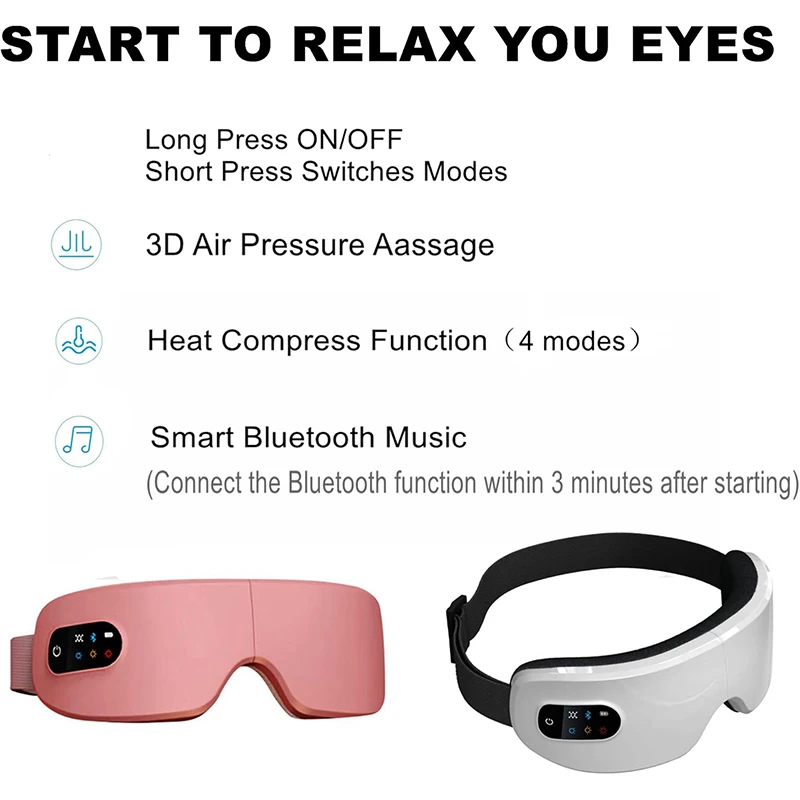 4D Smart Airbag Eye Massager, Vibration, Hot Compress, Bluetooth Eye Care Instrument Glasses
