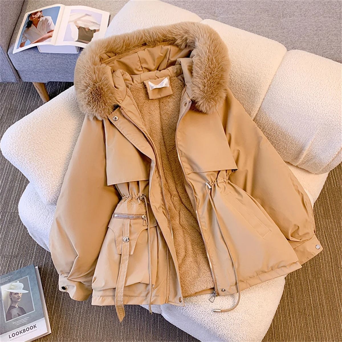 Stylish Womens Hooded Padded Jacket Korean Style Winter Parka Coat