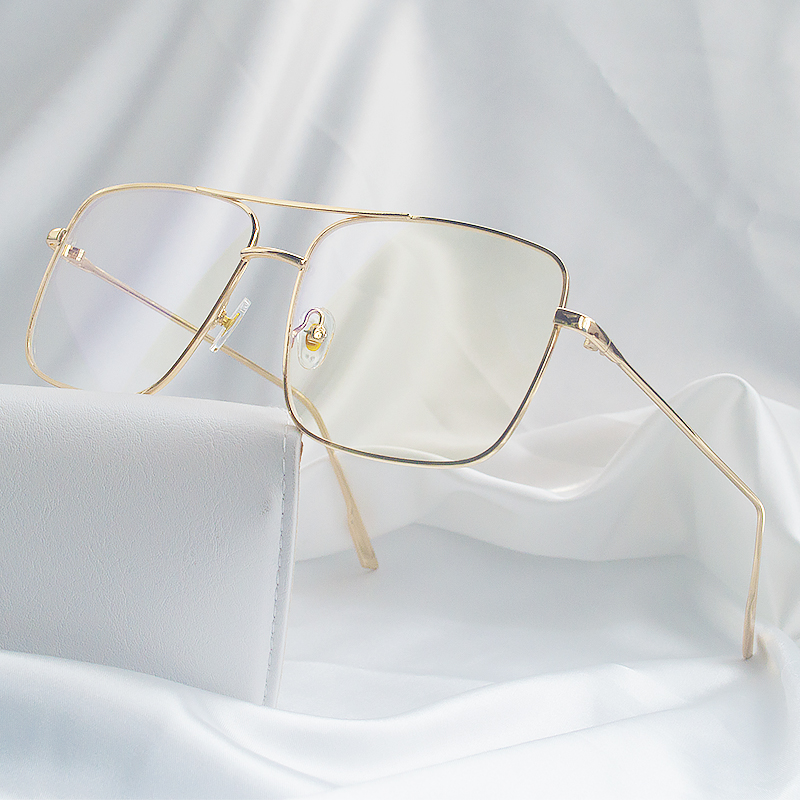 Fashion Square Frame Vintage Eyeglasses Men Oversized Metal Glasses Frame Women Clear Lens Glasses Gold Optical